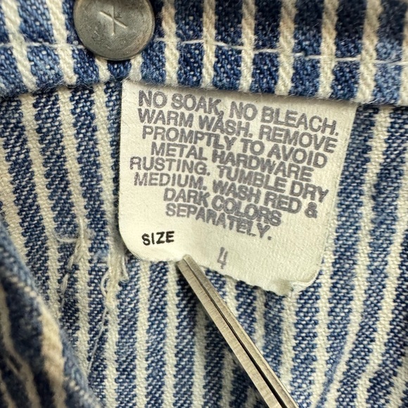 Vintage 80s 90s Oshkosh B Gosh Overalls Size 4 Blue Striped Railroad Vestbak USA - Picture 5 of 6